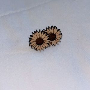 wooden sunflower earrings